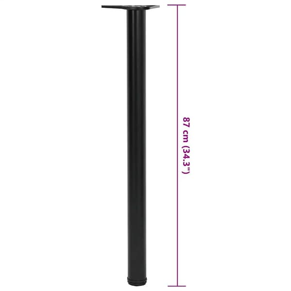 4 højdejusterbare bordben, sort, 870 mm