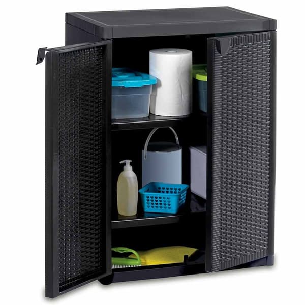 vidaXL haveskab sort 65x45x88 cm PP-rattan