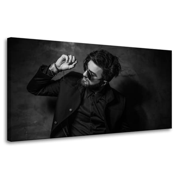 Lærredstryk Sort-hvid Mand 80x40 cm