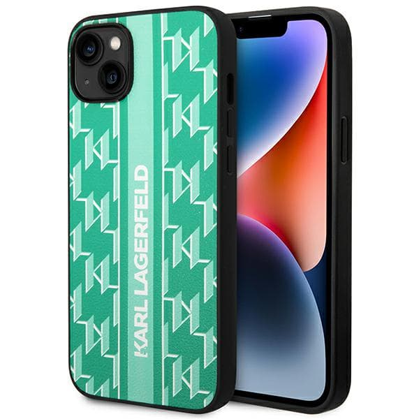 Karl Lagerfeld Monogram Stripe-etui til iPhone 14 Plus, Grøn