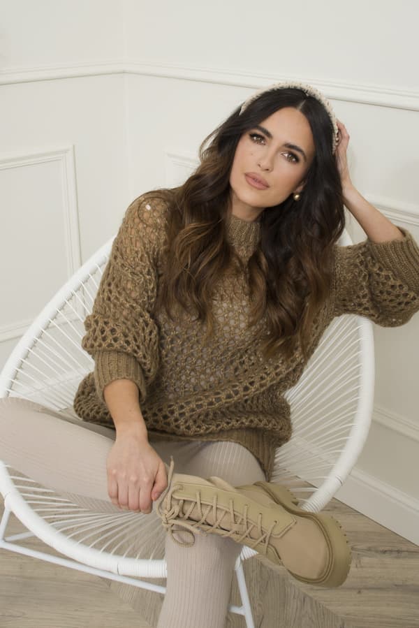 MALIKA tröja, mörkbeige
