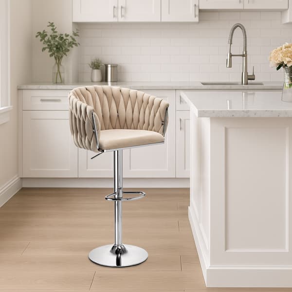 Cofton kromi beige samettinen baarijakkara