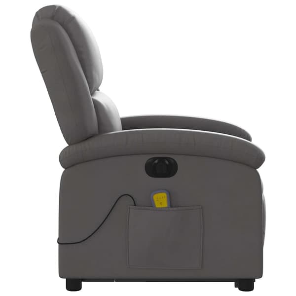 vidaXL Lyftbar massagefåtölj, grå, äkta läder
