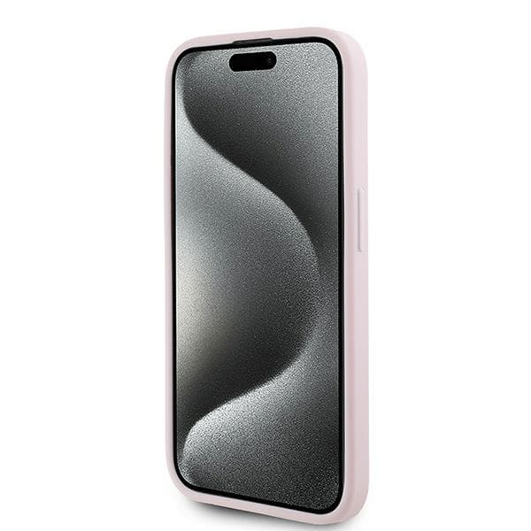 Karl Lagerfeld Diagonal Quilted Script-skal till iPhone 15 Pro, Rosa