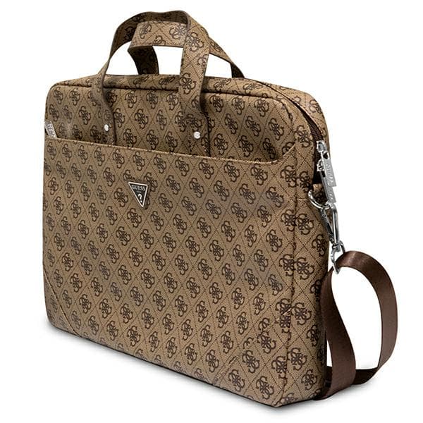 Guess Saffiano Triangle Logo-taske til en bærbar computer op til 16", brun