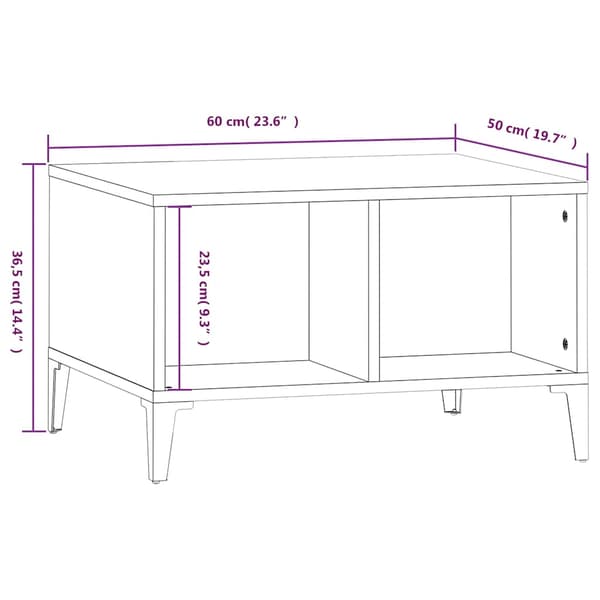 vidaXL sofabord, sort, 60x50x36,5 cm, træbaseret materiale