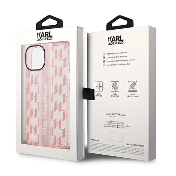 Karl Lagerfeld Mono Vertical Randig Skal till iPhone 14 Plus, Rosa