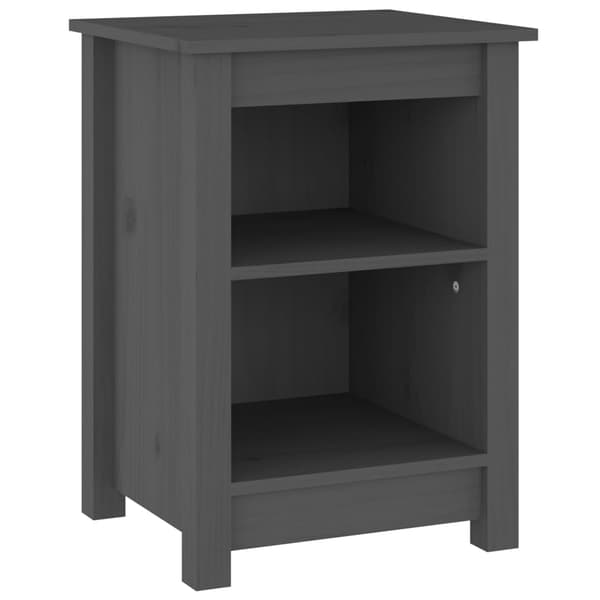vidaXL Sängbord, set om 2, grå, 40x35x55 cm, massivt furuträ