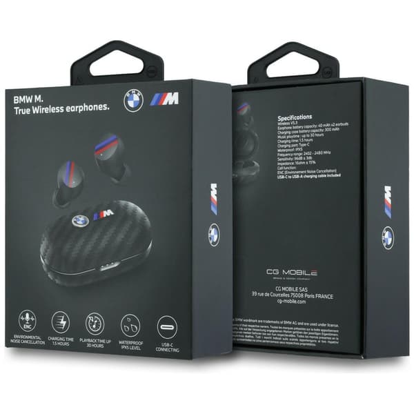 TWS Bluetooth-hovedtelefoner BMW Carbon Metal Logo ENC Sort