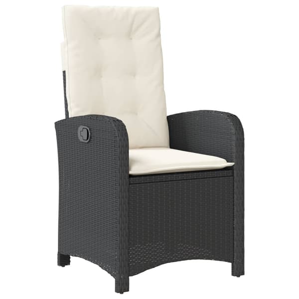 vidaXL havestol med hynder, sort polyrattan