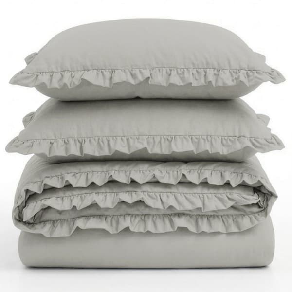 Beige FRILL sengesæt 160x200 cm bomuld