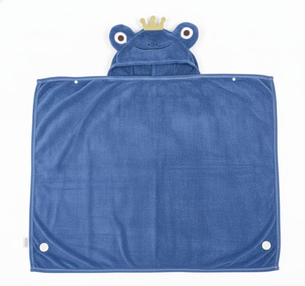 Børnehåndklæde med hætte, blæksprutte, marineblå, 150x90 cm, 88% polyester, 12% nylon (fløjl)