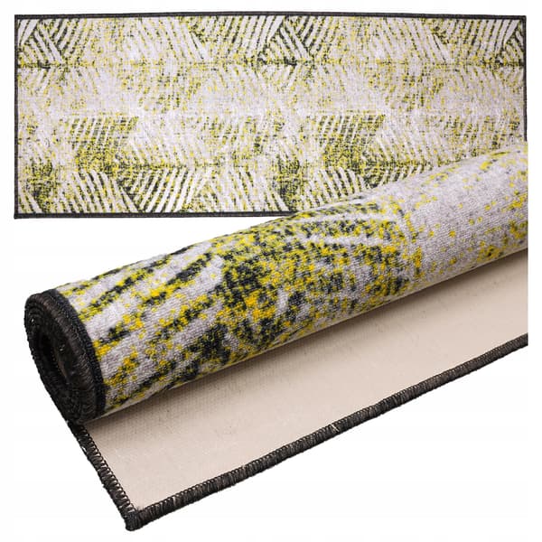 [5] Fløjlstæppe til hjemmet 67x250cm Spindelvæv Gul D6877