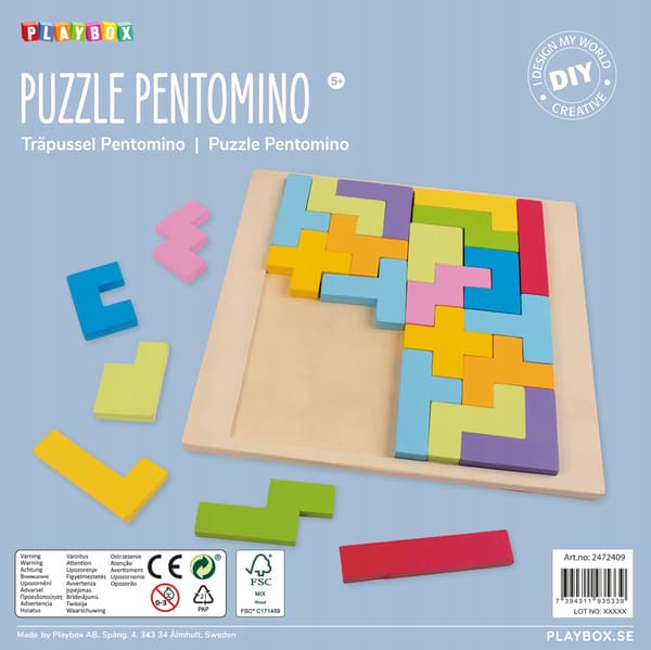 Puinen PENTOMINO-PALAPELI geometrinen logiikkapulma 5+