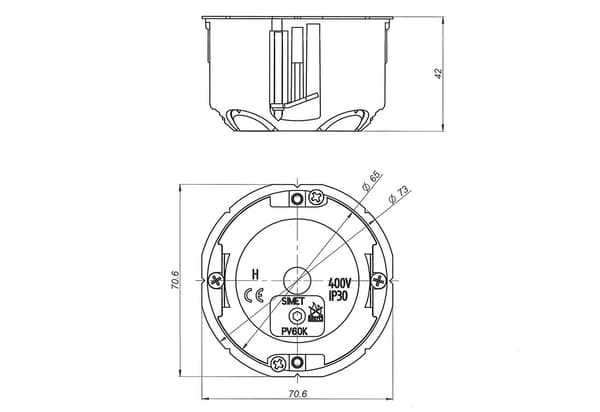 60 mm indbygget el-boks til gipsplader 1 stk. Simet