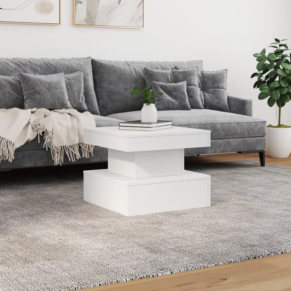 vidaXL Soffbord med LED-belysning, vitt, 50x50x40 cm