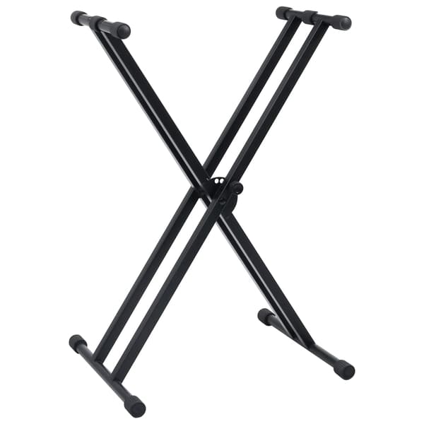 vidaXL dobbelt keyboardstativ med skammel, sort
