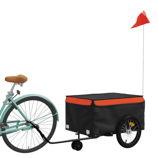 vidaXL cykelanhænger, sort og orange, 45 kg, jern