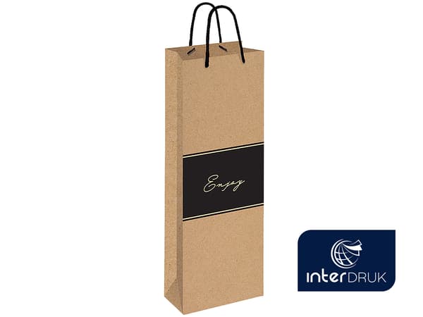 Interdruk gavepose til flaske kraftpapir 150g guld 13x36x8 cm pose