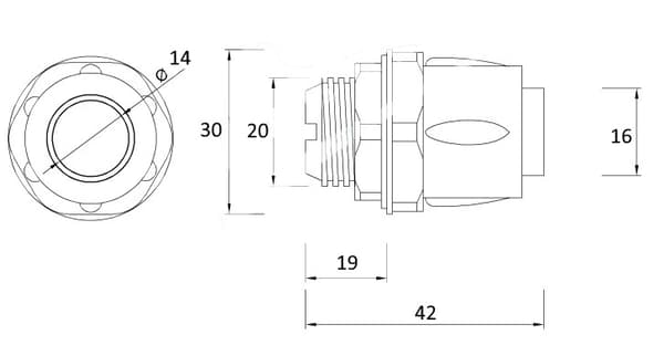 Packbox för flexibelt rör GUS diameter 16 mm / MG20 Grå IP65