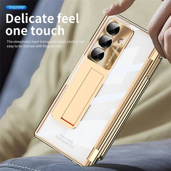 Etui til Samsung Galaxy Z Fold7 5G, med stativ, guld