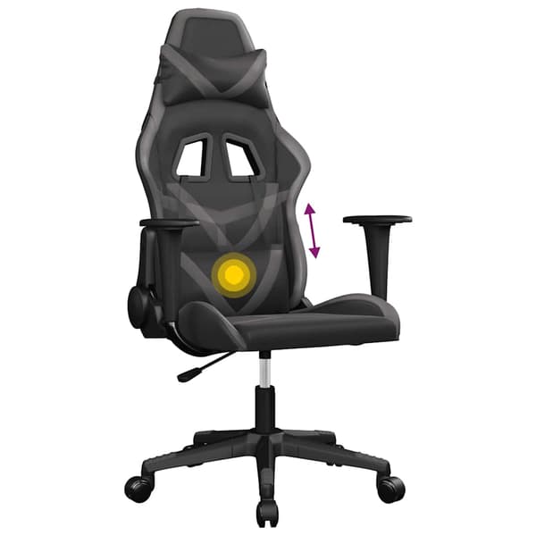 vidaXL massage-gamingstol, sort og grå, kunstlæder