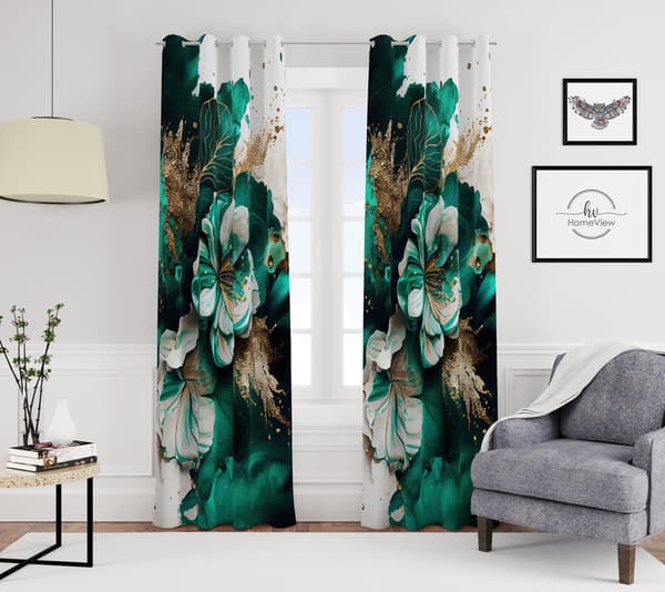 Gardin med snørehuller print 174