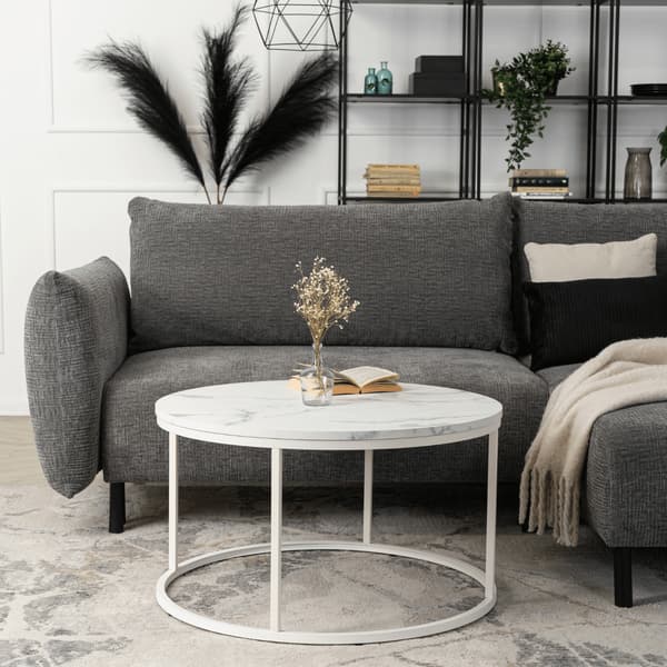 AGNES MAX sofabord 80 cm hvid marmor moderne