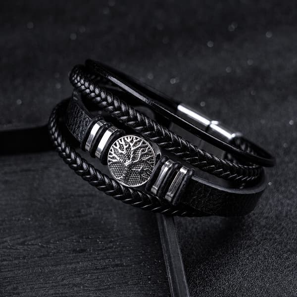 Herrläderarmband Premium flätat läderarmband Gåva