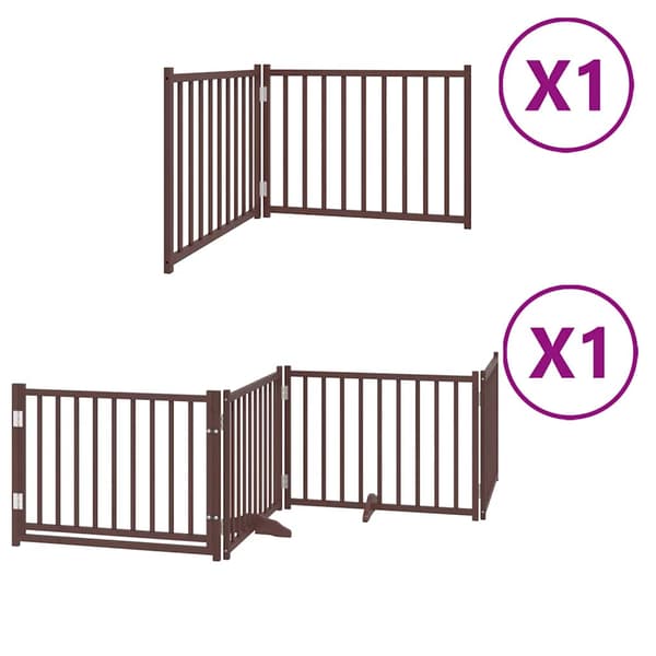 vidaXL Hopfällbar hundgrind med dörr 6 paneler brun 480 cm