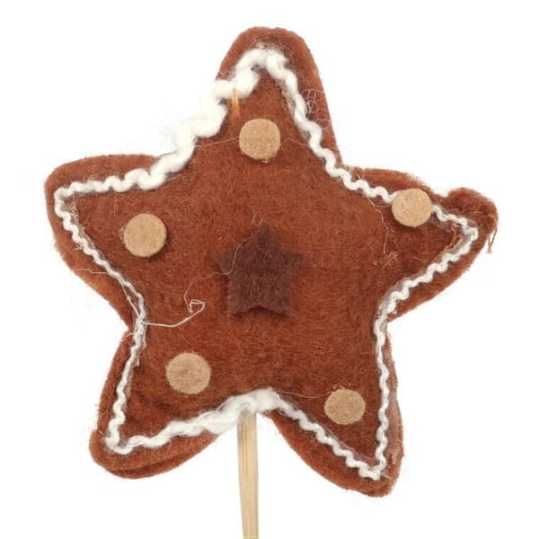 GINGERBREAD STAR filtspade i brun farve