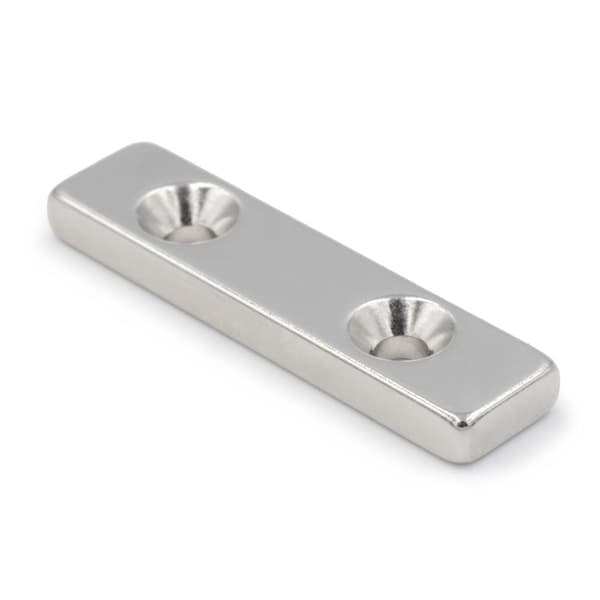 Neodymplattmagnet med hål för skruvar 40x10x4mm rektangulär Hunter