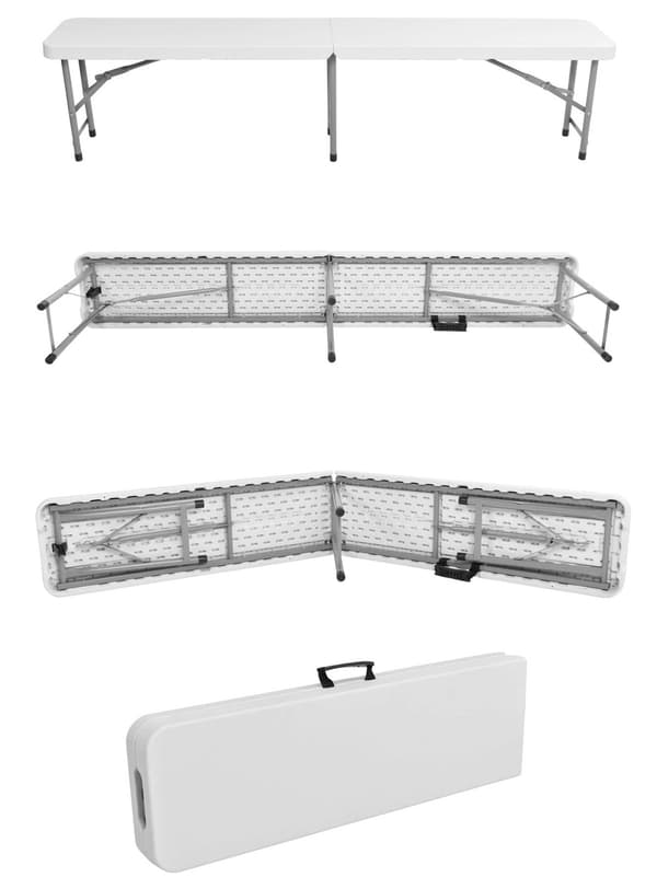 Hopfällbar cateringbänk 180 cm vit