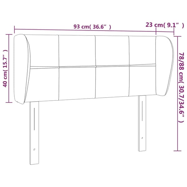 vidaXL Vingad nackstöd rosa 93x23x78/88 cm sammet