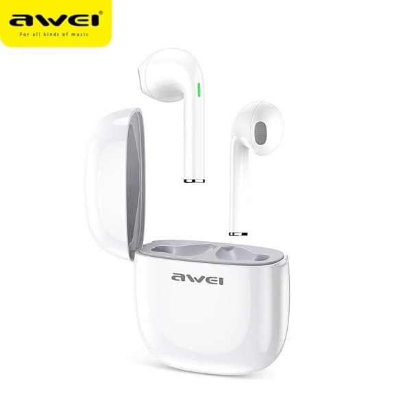 AWEI Bluetooth 5.0 T28 TWS hovedtelefoner + dockingstation hvide