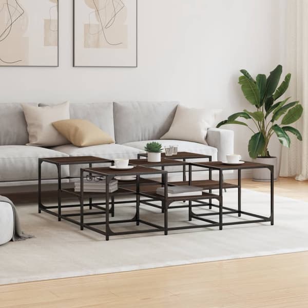 vidaXL sofabord brunt egetræ 121x121x40 cm