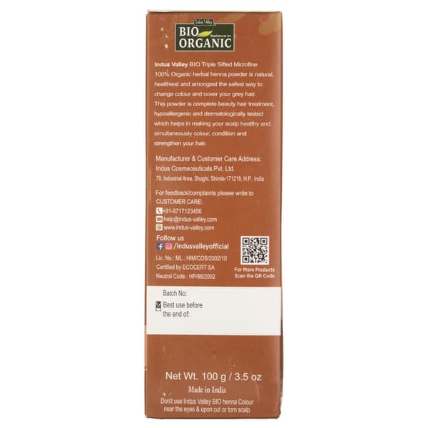 Indus Valley Henna-baseret hårfarve lysebrun - 100 g
