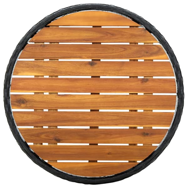 vidaXL tebord sort 60 cm PE-rattan og akacietræ