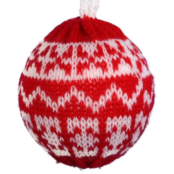 Juldekoration ullhænge rød kugle 8 cm
