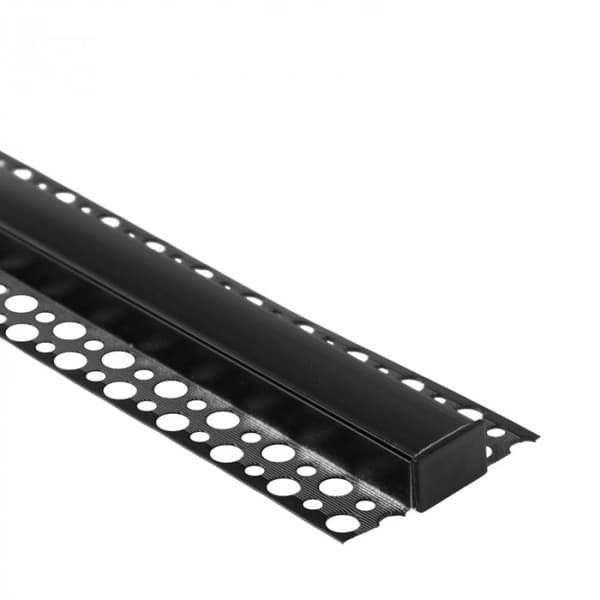 Overflademonteret aluminiumsprofil til LED-strimler, sort + sort dæksel, 2m