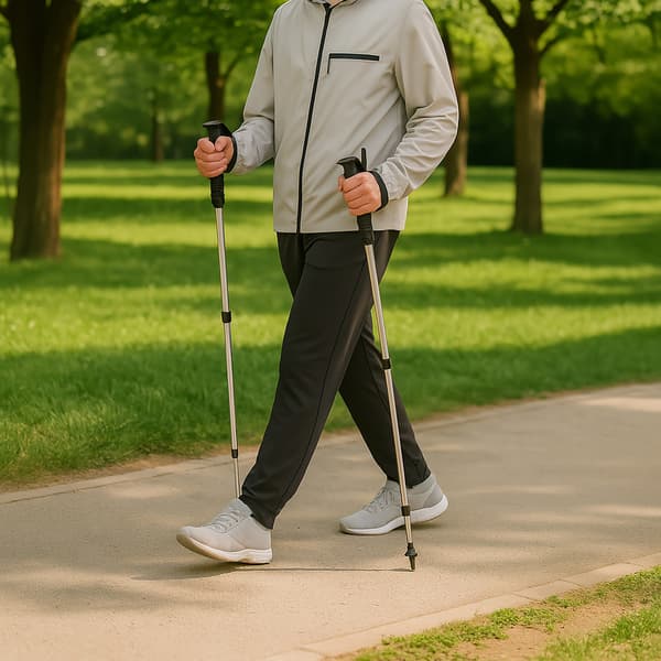 2 STÄNGNINGSSTAVAR FÖR NORDIC WALKING, GRÅ TREKKINGSTAVAR