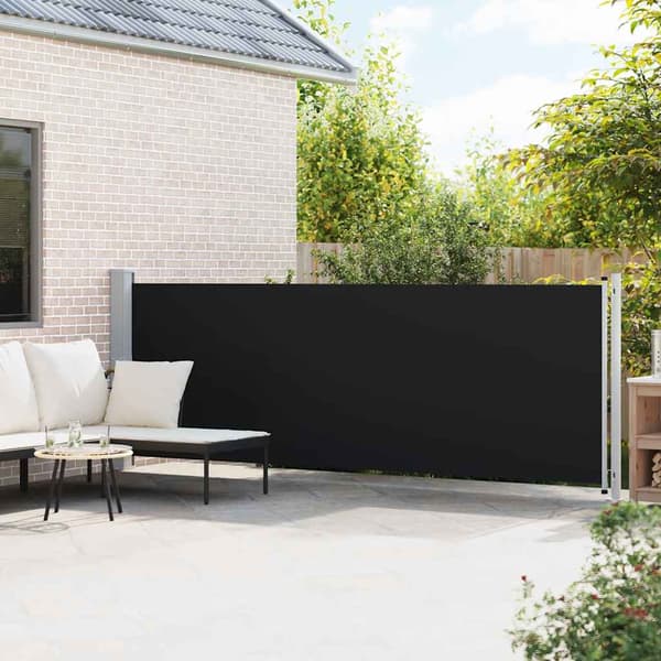vidaXL udtrækkelig sidemarkise til terrasse 140 x 600 cm sort