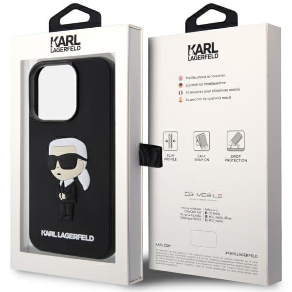 Karl Lagerfeld Rubber Ikonik 3D-cover til iPhone 14 Pro Max, sort