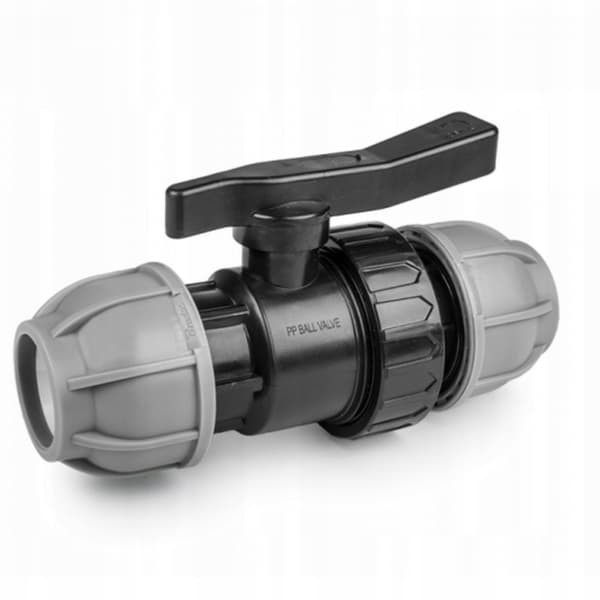 Skruet kugleventil PE 40/40mm drypsystem