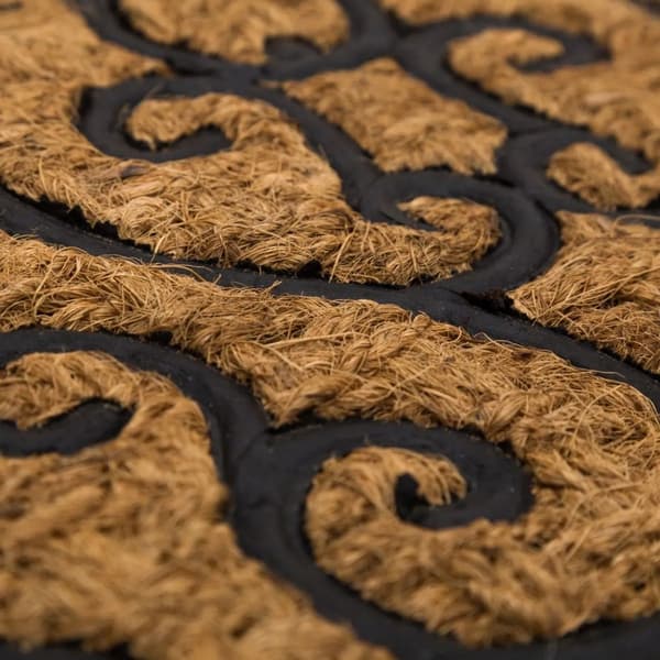 Kokosnøddemåtte, halvcirkelformet, ornament, 60x40 cm