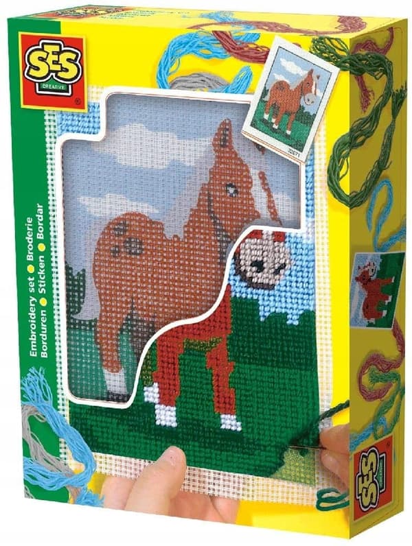 HEST broderisæt, broderi + garn SES Creative (udgået)