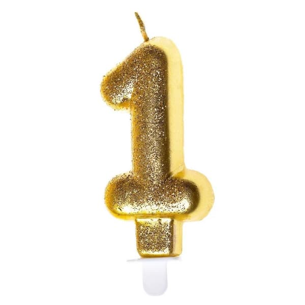 Fødselsdagslys 1 Guld Glitter