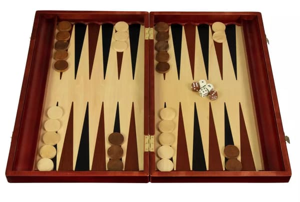 Backgammon Træ Backgammon 48x48 cm Stor Elegant Æske + Bønder