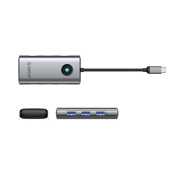 Hub PW11-6P USB-C til USB-A USB-C HDMI-splitter - Grå