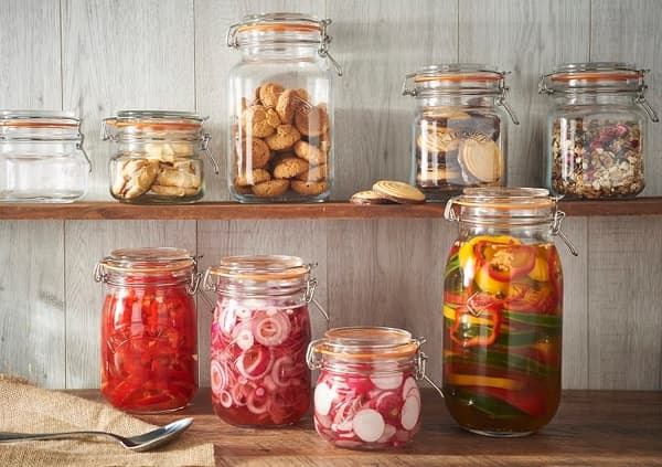 1 l rund burk med klipplock / Kilner
